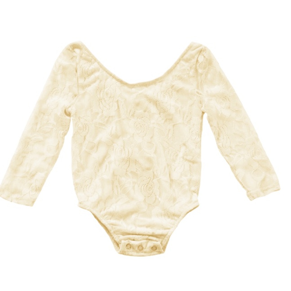 Cream Girls Longsleeve Lace Leotard 3T 4T